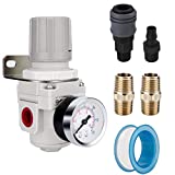 NANPU 3/8" NPT Air Regulator for Compressed Air System, 150 psi Steel-Protected Gauge