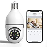 Wireless Light Bulb Camera, 360Panoramic Security Camera, 2.4GHz WiFi Smart 1080P Outdoor Surveillance Camera with Night Vision Motion Detection Alarm Two-Way-Talk Phone Remote View Indoor E27