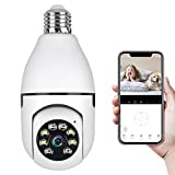 WiFi Light Bulb Camera Wireless 1080P Smart Dome Security Cameras 360 Degree Panoramic Cam Home Surveillance Camera System with Night Vision Motion Detection and Alarm