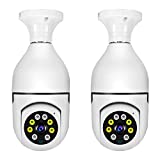 2 Pack Wireless WiFi Light Bulb 1080p Security Camera - 2.4GHz WiFi Smart 360 Camera for Indoor and Outdoor, Light Socket Camera with Real-time Motion Detection and Alerts, Night Vision