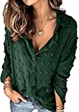 ARJOSA Women's Long/Short Sleeve Button Down Shirts Office Work Business Casual Blouses Tops (X-Large, D Green)