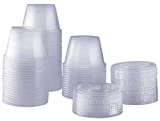 [100 Sets - 4 oz.] Plastic Disposable Portion Cups With Lids, Souffle Cups, Jello Cups