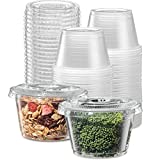 {4 oz - 100 Sets} Clear Diposable Plastic Portion Cups With Lids, Small Mini Containers For Portion Controll, Jello Shots, Meal Prep, Sauce Cups, Slime, Condiments, Medicine, Dressings, Crafts, Disposable Souffle Cups & Much more