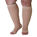 Made in The USA - Plus Size XXL Opaque Compression Socks with Extra Wide Calf - Knee-Hi Firm Support - Open Toe - 20-30mmHg  2XL Compression Stockings for Woman - Support Socks for Men