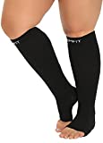 VOMFIT XXL Plus Size Wide Calf Open Toe Compression Socks, Women, Men, Toeless, Comfy Soothing Support, Circulation, Pain, DVT, Varicose Veins - 20-30mmHg