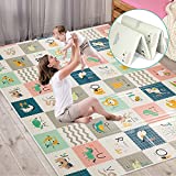 FLAGAV Baby Play Mat, Extra Large Folding Baby Crawling Mat, Waterproof Reversible Playmat Foam Non Toxic Anti-Slip Portable Kids Play Mat for Infant, Toddler