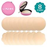 QUXIANG 8 Pairs Nipple Covers for Women Reusable Adhesive Silicone Pasties Round petal Nippleless Covers with Travel Box Beige