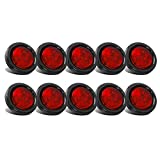 Partsam 10x Red 2" Round Sealed Clearance Marker Light 4LED Grommet & Pigtails w Reflex Lens, 2 inch round led marker lights, 2 inch round led trailer lights, 2 inch round led lights