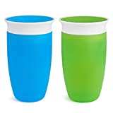 Munchkin Miracle 360 Toddler Sippy Cup, Spill Proof, 10 Ounce, 2 Pack, Green/Blue