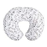 Boppy Nursing Pillow Original Support, Gray Taupe Leaves, Ergonomic Nursing Essentials for Bottle and Breastfeeding, Firm Fiber Fill, with Removable Nursing Pillow Cover, Machine Washable