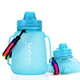 TakeToday Collapsible Water Bottles 40 OZ Gallon Motivational Water Jug with Straw 1.2L Silicone Sports Water Bottle with Time Marker, Leakproof Large Water Bottle for Yoga Camping Outdoors