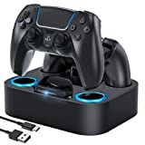 LVFAN PS5 Controller Charger Station, PS5 Controller Accessories, Dual Fast Charging Station PS5 Controller Charger for Playstation 5 Controller / PS5 Dualsense Controller (Black)