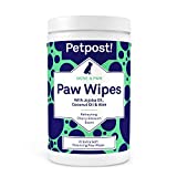 Petpost | Paw Wipes for Dogs - Nourishing, Revitalizing Dog Paw Cleaner with Coconut Oil, Jojoba Oil, and Aloe - 70 Ultra Soft Cotton Pads (Cherry Blossom)