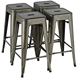 Yaheetech 30 Inches Metal Bar Stools High Backless Stools Bar Height Stools Patio Furniture Indoor/Outdoor Stackable Kitchen Stools Dining Chair Set of 4