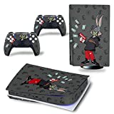 PS5 Console Skin and PS5 Controller Skins Set, PS 5 Skin Wrap Decal Sticker PS5 Disk Edition, Money Bunny Decal Kit