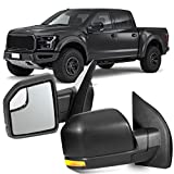 OCPTY Tow Mirrors Power Heated Left Driver Right Passenger Side Towing Mirrors Fit for 2015-2019 for F150 Pickup Truck with Turn Signal Light with Black Housing Manual Folding