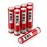 EBL 10440 Rechargeable Batteries 350mAh 3.7V Lithium ion Battery for LED Flashlight Torch, 8 Pack