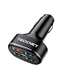 TECKNET USB Car Charger 54W 4-Port USB Car Charger Adapter QC 3.0 Port Compatible with iPhone 14 Pro Max/14 Plus/iPhone 13 12 11 Pro Max X XR XS 8 Samsung Galaxy Note 20/10 S21/20/10 Google Pixel