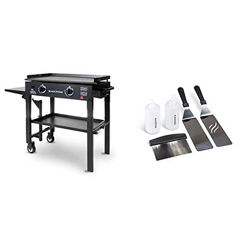 Blackstone 28 inch Outdoor Flat Top Gas Grill Griddle Station - 2-burner - Propane Fueled - Restaurant Grade - Professional Quality with Griddle Tool Kit