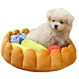 S-Lifeeling Fashion Pet Cushion Bed Detachable Updated Version Winter Plush Nest Kennel Lovely Tart Warm Comfortable Extended Dog Mat Pad Cat Mat (Tart-Large)