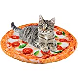 Pet Bed Mat TUSATIY Ultra Soft Thick Flannel Dog Cat Bed Mats for Sleeping Dog Crate Pad with Cute Pizza Prints, Machine Washable Warm Mattress for Dogs and Cats (Pizza, Large)