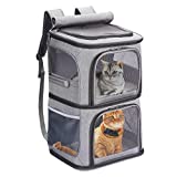 VOISTINO 2-in-1 Double Pet Carrier Backpack for Small Cats and Dogs, Portable Pet Travel Carrier, Super Ventilated Design, Ideal for Traveling/Hiking/Camping, Large Size