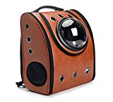 GINYICY Portable Travel Pet Carrier Backpack,Space Capsule Bubble Design,Waterproof Handbag Backpack for Cat and Small Dog,Airline Approved Pet Backpack Carrier (Brown)