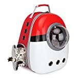 Portable Travel Pet Carrier Bubble Backpack for Dog and Cat Dome Airline Approved Space Capsule Waterproof Knapsack Outdoor Breathable Pet Bag (red+White+red)