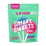 SmartSweets Lollipops, Blue Raspberry & Watermelon, Hard Candy with Low Sugar (1g), Low Calorie (60), No Artificial Sweeteners, Vegan, Gluten-Free, Non-GMO, Healthy Snack for Kids & Adults, 3oz