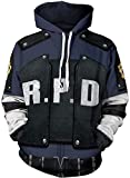 Skycos Leon Jacket Hoodie 3D Printed RPD Zip Up Hooded Pullover Sweatshirt Halloween Cosplay Costume (X-Large, Navy Blue)