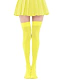 Lastclream Women Costume Thigh High Silk Stockings for Girls Over Knee Socks Cosplay Knee High Hosiery (Yellow)