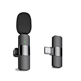 Professional Wireless Lavalier Lapel Microphone for Android Computer - Cordless Omnidirectional Condenser Recording Mic with USB C Interface for Interview Video Podcast Vlog YouTube