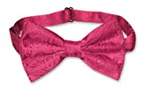 Vesuvio Napoli BOWTIE Hot Pink Fuchsia Paisley Men's Bow Tie for Tuxedo or Suit