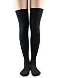 Women Non Slip Thigh High Socks Fashion Tube Stockings above Knee Cosplay Socks (One Size, A 1 Pack Black)