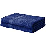 Amazon Basics Fade-Resistant Cotton Bath Sheet - 2-Pack, Navy Blue