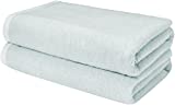 Amazon Basics Quick-Dry Bath Sheet - 100% Cotton, 2-Pack, Ice Blue