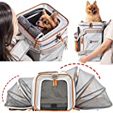 PETCIOUS Airline Approved Pet Carrier Backpack Under seat, Soft Unique Dog Purse Travel Carriers Backpacks for Hiking Camping Outdoor, Tote Front Expandable Bag for Small Puppy Dogs in Airplane Car