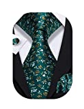 Barry.Wang Flower Men's Tie Set Polka Dot Handkerchief Cufflinks Neckties St. Patrick's Day