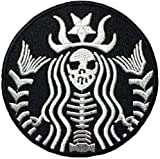 PatchClub Dead Mermaid Zombie Cafe Starbuck Coffee Patch Iron On/Sew On Halloween Skull Skeleton Embroidered Patches - Black