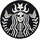 Dead Barista Zombie Mermaid Halloween Skull Skeleton Sew Iron on Embroidered Jacket Patches - Black