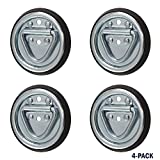 SPEP.com 4 Pack D Ring Steel Tie-Downs - Floor Flush Surface Mount with Black Bases - Tiedown Breaking Load of 1,200 Pounds
