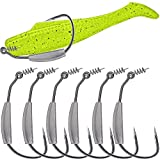 Weighted Swimbait Hooks- -Jig-Heads-with- Twistlock- Soft Plastic Worm Fishing Hooks 3/0 4/0 5/0 6 Pack (Size 4/0,3/16oz 5.4g, 6-Pack)