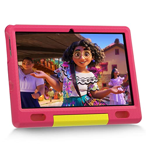 Lville Kids Tablet 10" Android 11 Tablet PC 10.1" Display, Quad Core Processor, 2GB+32GB, 6000mAh, Kidoz Pre Installed, Parental Control Tablet for Kids, Wi-Fi, Bluetooth, Kid-Proof Case (Pink)