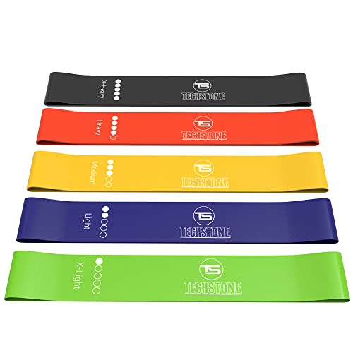 TechStone Resistance Bands Set for Men and Women, Pack of 5 Different Resistance Levels Elastic Band for Home Gym Long Exercise Workout  Great Fitness Equipment for Training, Yoga  Free Carrying Bag