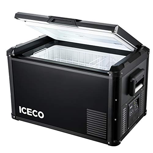 ICECO VL45 ProS Portable Refrigerator, Multi-directional Lid, Dual USB & DC 12/24V, AC 110-240V, 45L Steel Compact Refrigerator Powered by SECOP, 0 to 50, Home & Car Use [Upgrade, 47 Quarts]