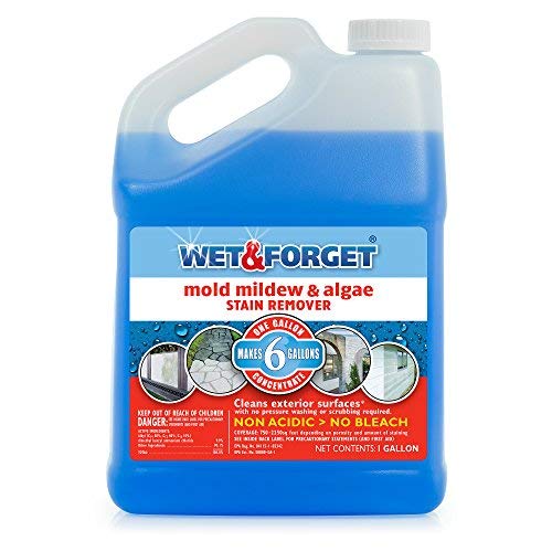 Wet & Forget No Scrub Outdoor Cleaner for Easy Removal of Mold, Mildew and Algae Stains, Bleach-Free Formula, 1 Gallon Concentrate - Makes 6 Gallons