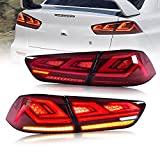 VLAND Led Tail lights Compatible with Mitsubishi Lancer & EVO X 2008-2020(Not Fit Sportbacks/fortis/io) w/3D Scanning Dynamic Animation w/Sequential, Red, Driver & Passenger Sides