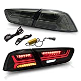 VLAND Tail lights Assembly Fit for Mitsubishi Lancer & EVO X 2008-2020(Not for Sportbacks/fortis/io), Rear Lamp with DRL, Back light w/Fog Lights & Sequential Turn Signal, Smoked