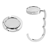 kwmobile Handbag Hooks for Tables - Set of 2 Folding Purse Hook Hangers - Portable Table Bag Holders for Restaurant Bar - Silver