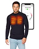 Venture Heat Men's Bluetooth Heated Shirt with Battery Pack Included - App Control Thermal Long Sleeve 7.4V (XL, Black)